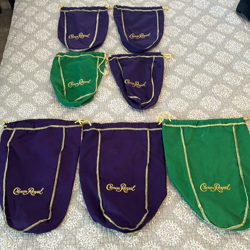 Crown Royal Whisky Bags Set of 7